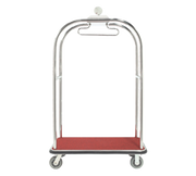 AARCO LC-3S 45" W x 26.25" D x 75" H Satin Frame Finish Red Deck Luggage Cart with 6" Wheels