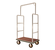 AARCO LC-1C-4P 42" W x 24" D x 72" H Chrome Frame Finish Red Deck Luggage Cart with 8" Wheels