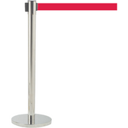 AARCO HS-10RD 40" H Steel Post Satin Finish Form-A-Line System with 10' Retractable Red Belt
