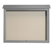 AARCO PLD3645T-2 45" W x 5.5" D x 36" H Light Gray Plastic Lumber Frame Vinyl Covered Cork Tackboard Surface Message Center