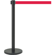 AARCO HBK-10RD 40" H Black Steel Post Form-A-Line System with 10' Retractable Red Belt