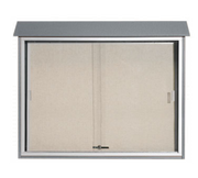 AARCO PLDS3645-2 45" W x 5.5" D x 36" H Light Grey Plastic Lumber Frame Vinyl Covered Cork Tackboard Surface Message Center