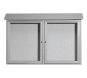 AARCO PLD3045-2-2 45" W x 5.5" D x 30" H Light Grey Plastic Lumber Frame Vinyl Covered Cork Tackboard Surface Message Center