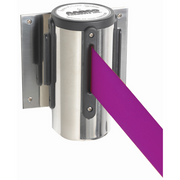 AARCO WM-10CPU 10" H Chrome Casing Wall Mounted Form-A-Line System with 10' Retractable Purple Belt
