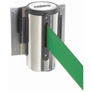 AARCO WM-10CGR 10" H Chrome Casing Wall Mounted Form-A-Line System with 10' Retractable Green Belt