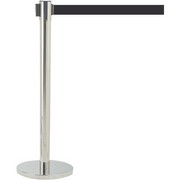 AARCO HS-10BK 40" H Steel Post Satin Finish Form-A-Line System with 10' Retractable Black Belt