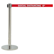 AARCO HC-7PRD 40" H Polished Metal Red Belt Portable Base Form-A-Line Crowd Control System