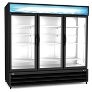 Kelvinator KCHGM72R 72 Cu. Ft. Capacity Black Painted Steel & Galvanized Exterior 3 Section Reach-in Refrigerated Merchandiser - 115 Volts 1-Phase