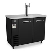 Kelvinator KCHBBD2D1T 2 Kegs Capacity Black Stainless Steel One Double Faucet Columns Draft Beer Cooler - 115 Volts