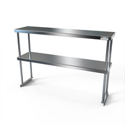 NBR Equipment TMS-1860D 60" W x 18" D x 32.75" H 18 Ga. Stainless Steel Table Mounted Double Overshelf