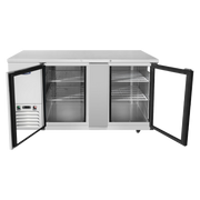 Atosa SBB69GGRAUS1 68" W Stainless Steel 2-Section Glass Door Back Bar Cooler - 115 Volts