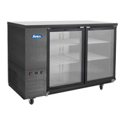 Atosa SBB59GGRAUS2 57.75" W Black 2-Section Glass Door Back Bar Cooler - 115 Volts