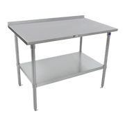 John Boos ST6R1.5-2484GSK 84" W x 37.25" D x 24" H Stainless Steel Top With 1.25" H Rear Up-Turn Adjustable Undershelf Work Table