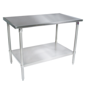 John Boos ST6-30108GSK 108"W x 30"D Stainless Steel Top With Adjustable Undershelf Work Table