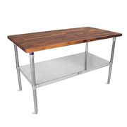 John Boos WAL-JNS03-O 60"W x 24"D x 35"H With Galvanized Legs And Adjustable Undershelf Wood Top Work Table