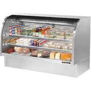 True TCGG-72-S-HC-LD 72.25" W Stainless Steel Curved Glass Deli Case - 115 Volts