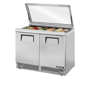 True TFP-48-18M-FGLID 48.13" W Two-Section Rear Mounted Self-Contained Refrigeration Sandwich/Salad Unit - 115 Volts