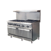 MVP Group IR-6B-24RB-60 59.9" W x 31.4" D 6 Open Burners with 1 Broiler and 2 Ovens IKON Range - 180,000 BTU