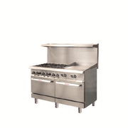 MVP Group IR-6B-24TG-60 59.9" W x 31.4" D 6 Open Burners with 1 Griddle and 2 Ovens IKON Range - 180,000 BTU