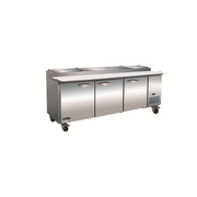 MVP Group IPP94 32 Cu. Ft. Stainless Steel Front and Sides Doors 3 Section IKON Pizza Prep Table - 115 Volts