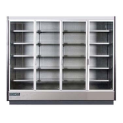 MVP Group KGV-MD-4-R 99.3"W x 31"D x 77.75"H Gray and Silver 4 Section Hydra-Kool High Volume Refrigerated Merchandiser