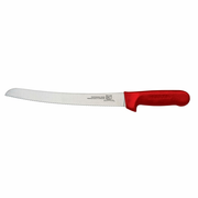 Omcan USA 12830 10" Red Handle Narrow Curved Blade Slicing Knife