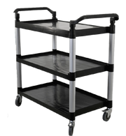 Omcan USA 43069 198 Lbs. Black Plastic 3 Shelf Bussing Cart