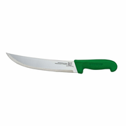 Omcan USA 12273 12" Stainless Steel Green Handle Curved Blade Steak Knife