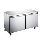 Omcan USA 50055 47.2" W Stainless Steel Solid Door 2 Sections Reach-In Under Counter Freezer - 115 Volts 1-Ph