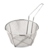 Omcan USA 80383 8.5" Dia. x 4.25" H Nickel Plated Steel Round Coarse Mesh Fry Basket