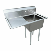 Omcan USA 43760 38.5" W x 54" H x 23.5" D Stainless Steel 18 Gauge One Compartment with Drainboard Pot Sink