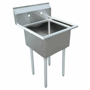 Omcan USA 43783 29" W Stainless Steel 18 Gauge One Compartment with Galvanized Legs Pot Sink