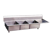 Omcan USA 22116 75" W 18 Gauge Stainless Steel With Right-Hand Drainboard Galvanized Legs Pot Sink