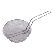 Omcan USA 80376 12" Dia. x 3" H Nickel Plated Steel Round Medium Mesh Culinary Basket