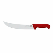 Omcan USA 23884 10" Stainless Steel Red Handle Curved Steak Knife