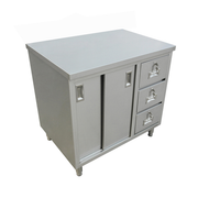 Omcan USA 44190 60" W x 24" D 430 Stainless Steel 16 Gauge Cabinet Base with Sliding Doors Work Table