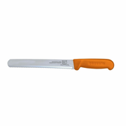 Omcan USA 12704 12" orange Handle Straight Blade Wave Edge Slicing Knife