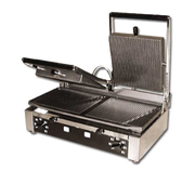 Omcan USA 11378 10" x 19" Grooved Top and Bottom Dual Elite Series Sandwich Grill - 220 Volts