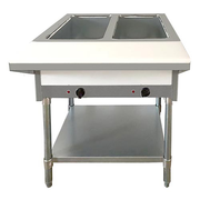 Omcan USA 46646 2 Full Size Pan Stainless Steel Electric Open Well Steam Table - 208-240 Volts