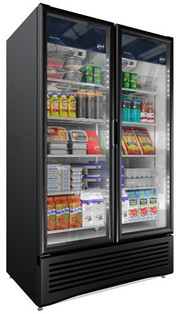Omcan USA 45249 47.12" W Black Exterior 2 Section Elite Series Refrigerated Display - 115 Volts