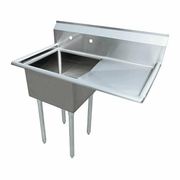 Omcan USA 43762 38.5" W x 44" H x 23.5" D Stainless Steel 18 Gauge One Compartment with Drainboard Pot Sink