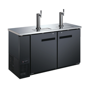 Omcan USA 50064 Two 0.5 Kegs Capacity Black Stainless Steel 2 Dispensers Draft Beer Cooler - 115 Volts 0.2 HP