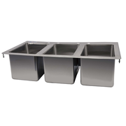 Omcan USA 39783 10" Wide x 14" Front to Back x 10" Deep Stainless Steel Three Compartment Drop-In Sink