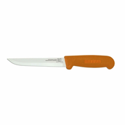 Omcan USA 11707 6" Stainless Steel orange Handle Straight Boning Knife