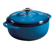 Lodge EC4D33 4.6 Qt. Blue Porcelain Enameled Cast Iron Round Dutch Oven with Cover