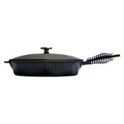 Lodge SL12-10001 12" Octagonal Cast Iron With Lid And Spring Handle Finex® Skillet