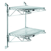 Quantum WC34-CB1236C 36" W x 12" D Chrome Plated Finish Cantilever Double Shelf Post Wall Mount