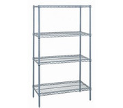 Quantum WR86-2148GY 48" W x 86" H x 21" D Gray Epoxy Antimicrobial Finish Wire Shelving Starter Kit