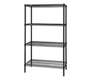 Quantum WR86-2424BK 24" W x 86" H x 24" D Black Epoxy Antimicrobial Finish Wire Shelving Starter Kit