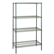 Quantum WR63-2454P 54" W x 24" D x 63" H Green Epoxy Antimicrobial Wire Shelving Starter Kit